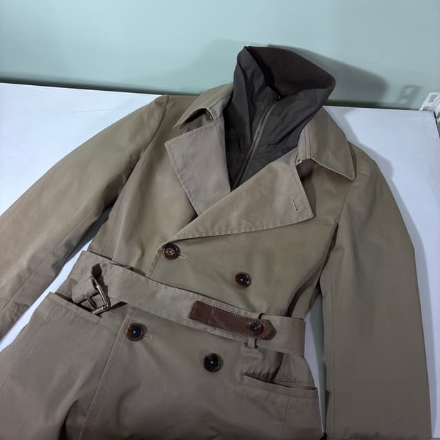 우먼M 시스템 베이지 로브 레이어드 트렌치코트