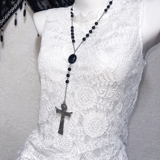 로맨틱고딕 엔젤릭 로걀 갸루 화이트 레이스 홀터 슬리브리스 나시 페어리