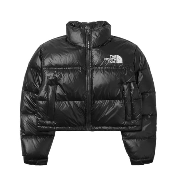 노스페이스 여성 크롭 눕시 숏패딩 블랙