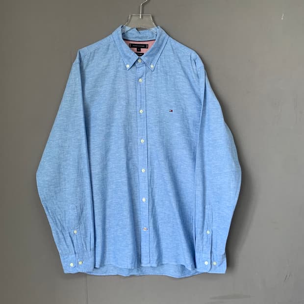 XL 타미힐피거 블루 린넨 셔츠 남방