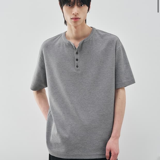 (L) 드로우핏 와플 헨리넥 하프 티셔츠 [MELANGE] 반팔 판매