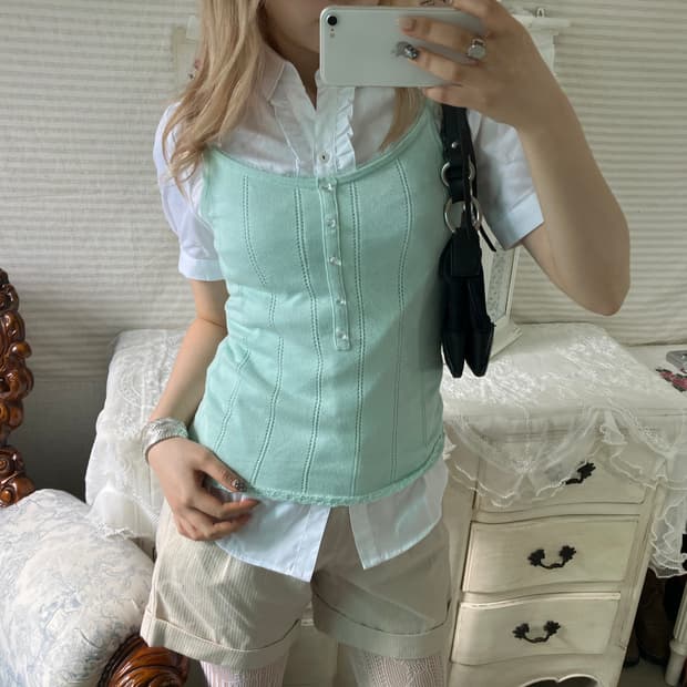 빈티지 민트 슬리브리스