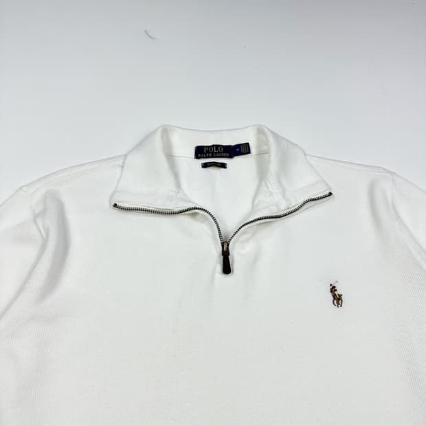 폴로 랄프로렌 포니 화이트 반집업 니트 (실측 L)