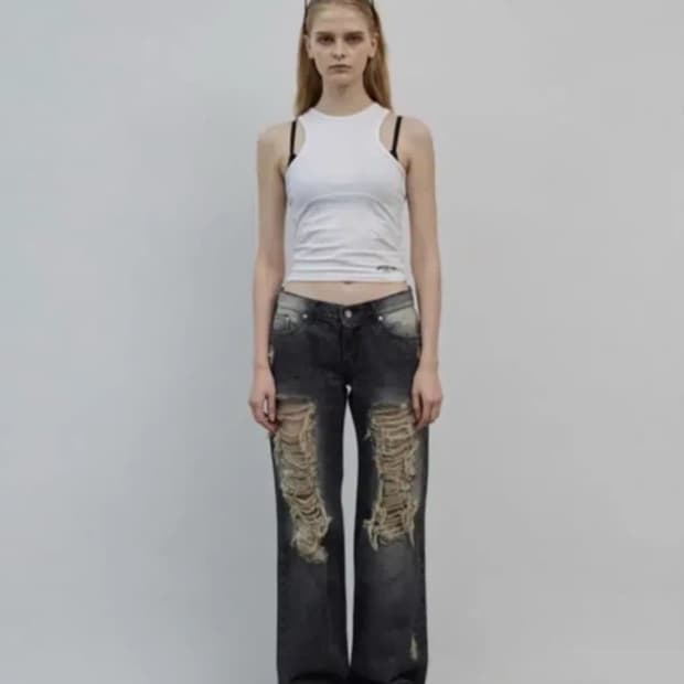 보헤미안서울 데미지 워싱 팬츠 그레이 3