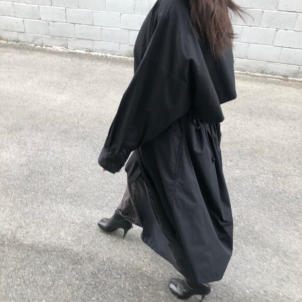 요지야마모토 하이넥 코트 