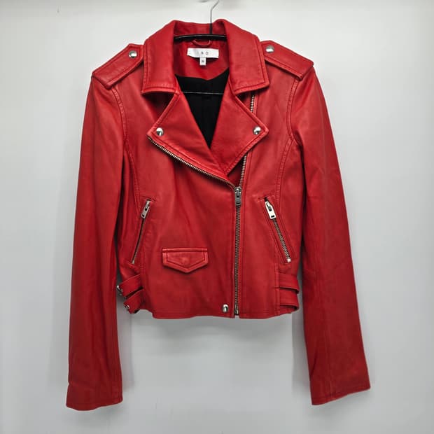 IRO 램스킨 레더 라이더 자켓 36 레드