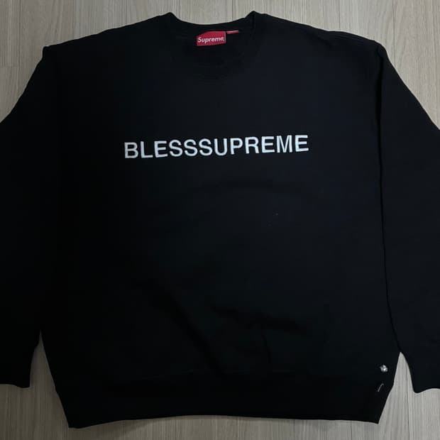 슈프림 블레스 크루넥 맨투맨 블랙 L
