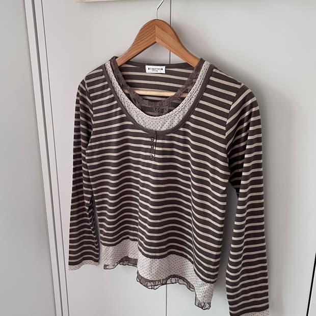 Timothy 도트 스트라이프 레이어드 롱 슬리브