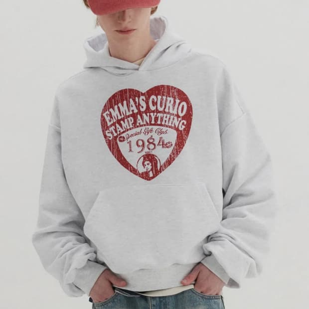 (L) DNSR 크롭 하트 후디 그레이