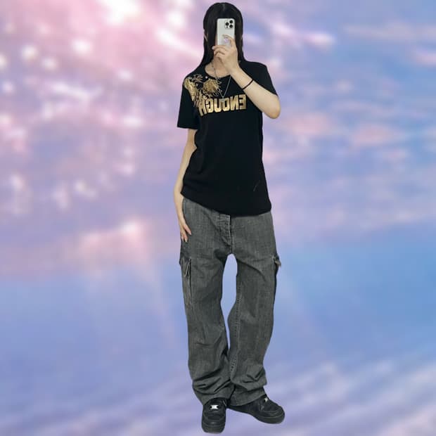 골드 락프린팅 반팔티