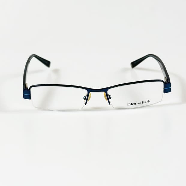 90s EDEN PARK 네이비 스퀘어 메탈 반무테 빈티지 안경