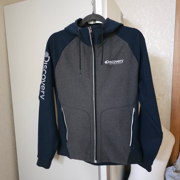 디스커버리 그레이/네이비 기모 후드집업
