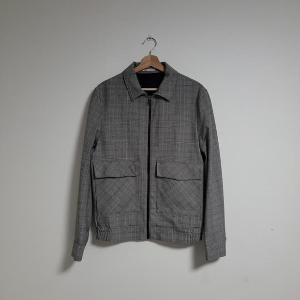 (L) 자라 ZARA 체크 패턴 숏 자켓 점퍼