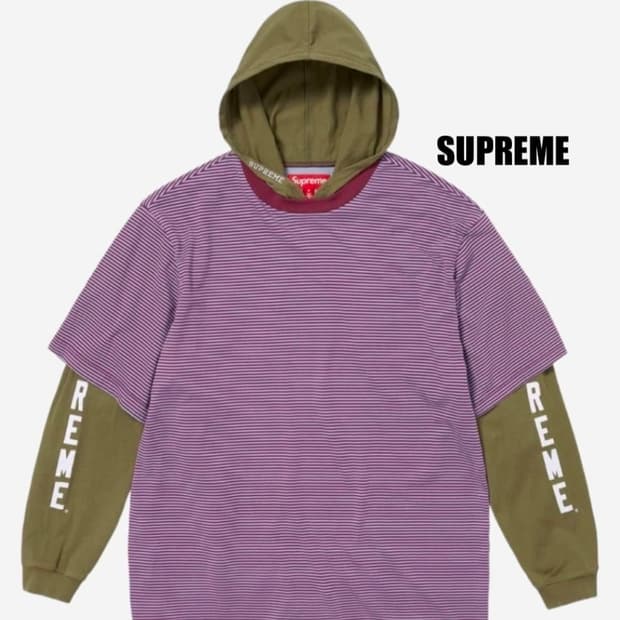 슈프림 레이어드 후드 롱 슬리브 탑 XL