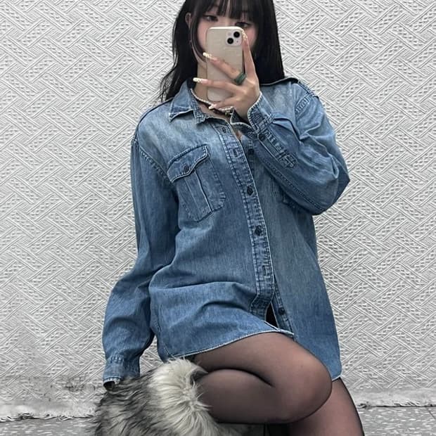 폴로 랄프로렌 빈티지 캐주얼 레트로 투포켓 데님 셔츠 XL C09770