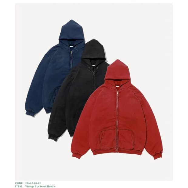 25aw 아프레쎄 빈티지 집업 후드 블랙/2