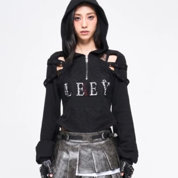 새상품)YEEL 매쉬 슬릿 후디탑