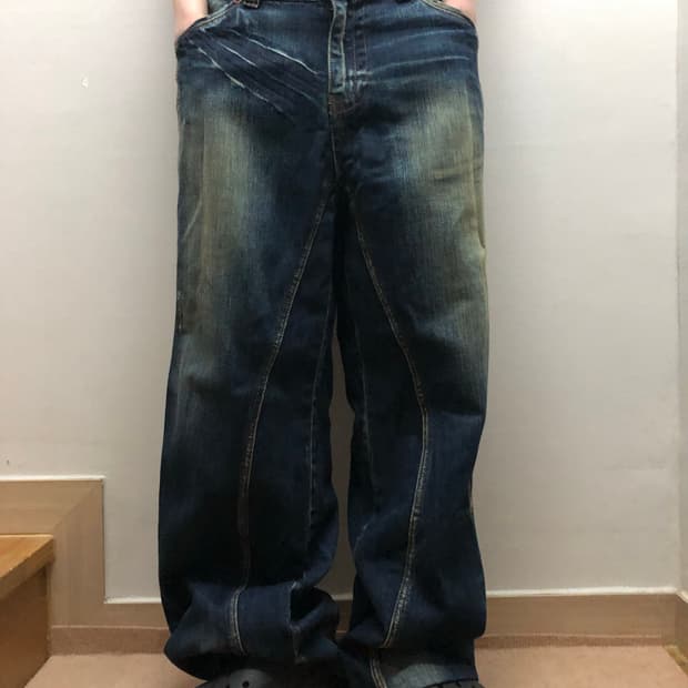 빈티지 데님 펑크 워싱 팬츠