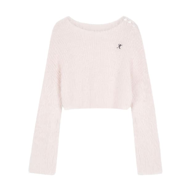 클리시어 클라우드 원숄더 버튼 니트