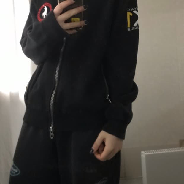 폴로 블랙 빅포니 레이싱 니트집업