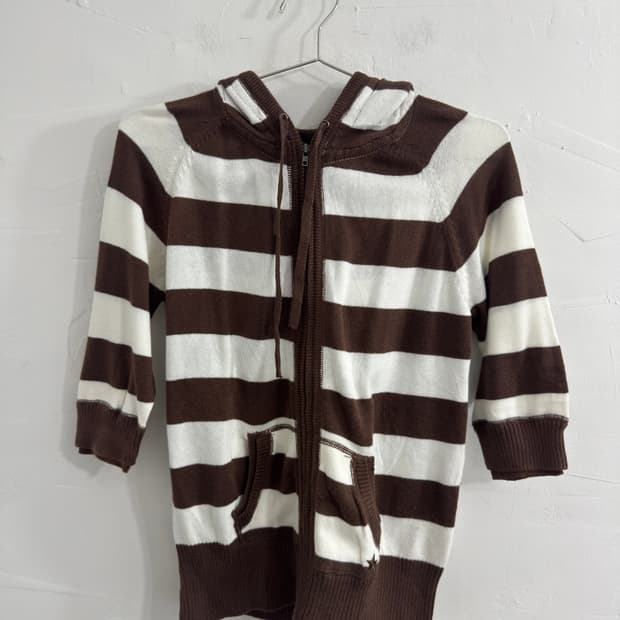 garage brown stripe hood zipup