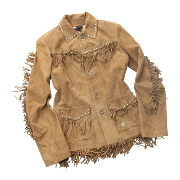 DIESEL 디젤 웨스턴 스터드 프링지 스웨이드 레더 자켓 (S)