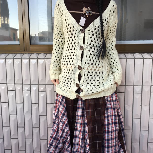Punching pattern knit cardigan