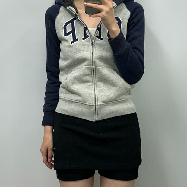 Gap 갭 나그랑 배색 기모 후드집업