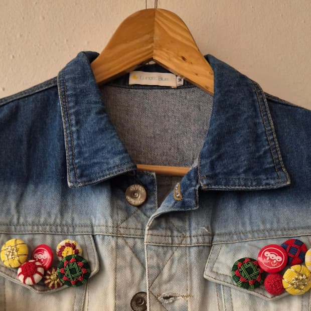 일본수입 Lunatic blue여성 데님조끼 FREE