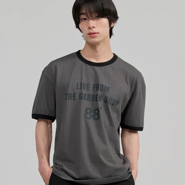 (새상품/L) 주앙옴므 라이브 가든샵 링거 하프 슬리브 (차콜)