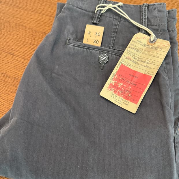 RRL 가먼트다이 헤링본 필드 팬츠 블랙 30x30