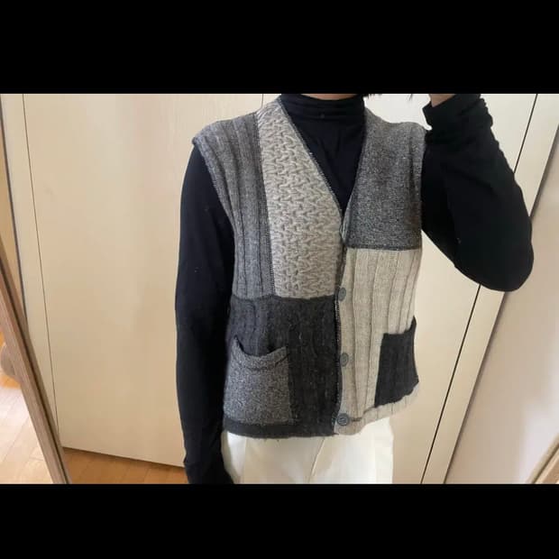 베네통 패치워크 니트 조끼 베스트 vintage 빈티지 아메카지
