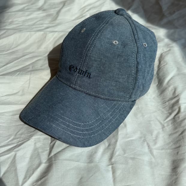 EDWIN 빈티지 워싱 볼캡 블루 데님 캡