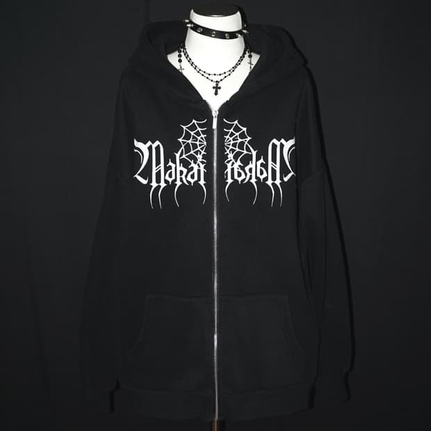 (dirallg) web lettering zip-up hood 