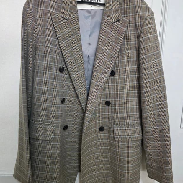 앤더슨벨 유니섹스 더블 브레스트 체크 자켓 블레이저 M