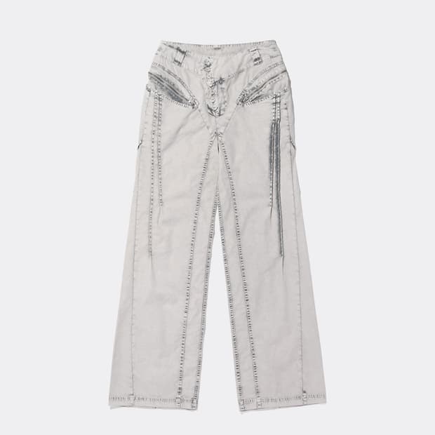 미스치프 BLEACHED PINTUCK PANTS-GREY S사이즈