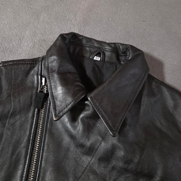 헬무트랭 아카이브 아시메트릭 바이커 램스킨 레더 크롭 자켓 44-55