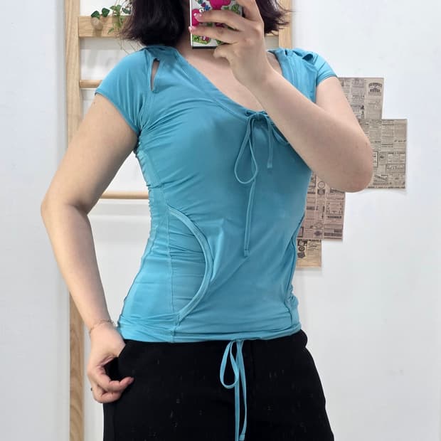 [프립]XS/딱붙핏 아디다스x스텔라 맥카트니 요가 후드 반팔티