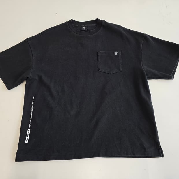 라이프워크 오버핏 원 포켓 반팔 티셔츠 블랙 L