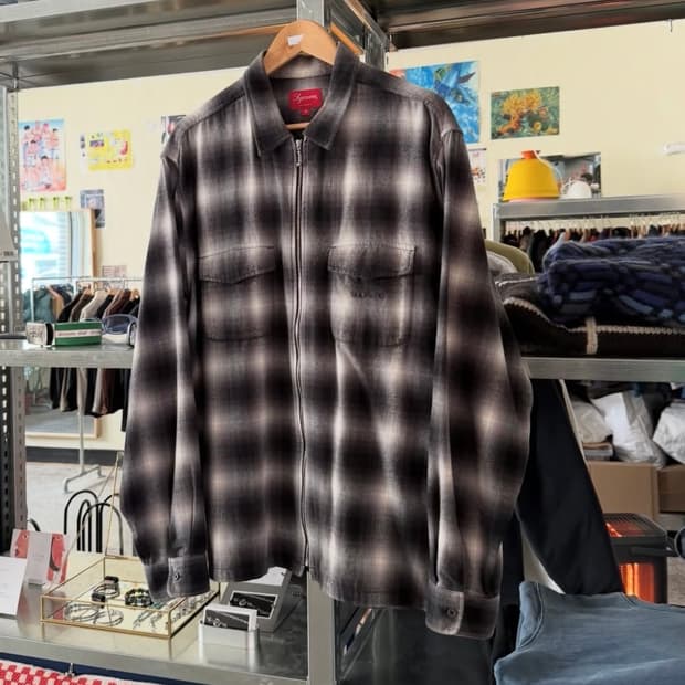 supreme flannel zip up shirt 슈프림 플란넬셔츠 m