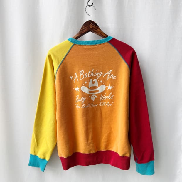 Bape 베이프 카우보이 백 프린팅 맨투맨 멀티컬러 M