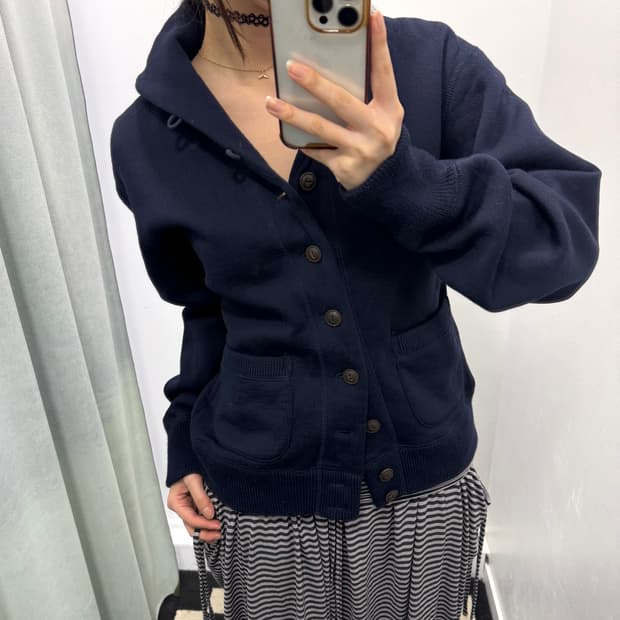 폴로 네이비 숄카라 가디건