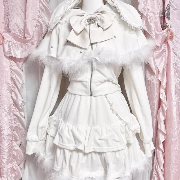 앙크루즈 우사미미 화이트 퍼 셋업