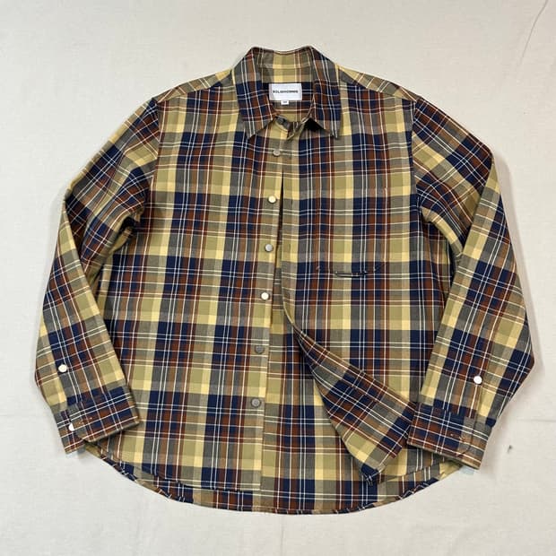 L) 솔리드옴므 체크 셔츠 메탈 버튼 자켓