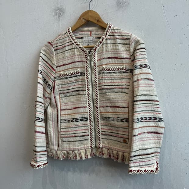 써스데이아일랜드 트위드 집업 숏 자켓