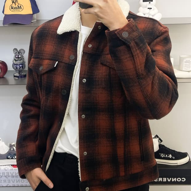 리바이스 타탄 체크 쉐르파 트러커 자켓
