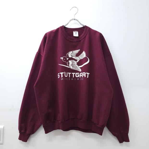 JERZEES 버건디 프린팅 맨투맨 기모 스웻셔츠