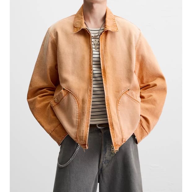 zara 자라 포켓 워시드 오렌지 데님자켓