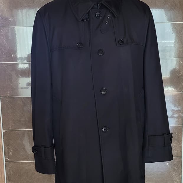 남성100사이즈) 블랙 남성 트렌치 코트(봄.초여름.가을내피분리)