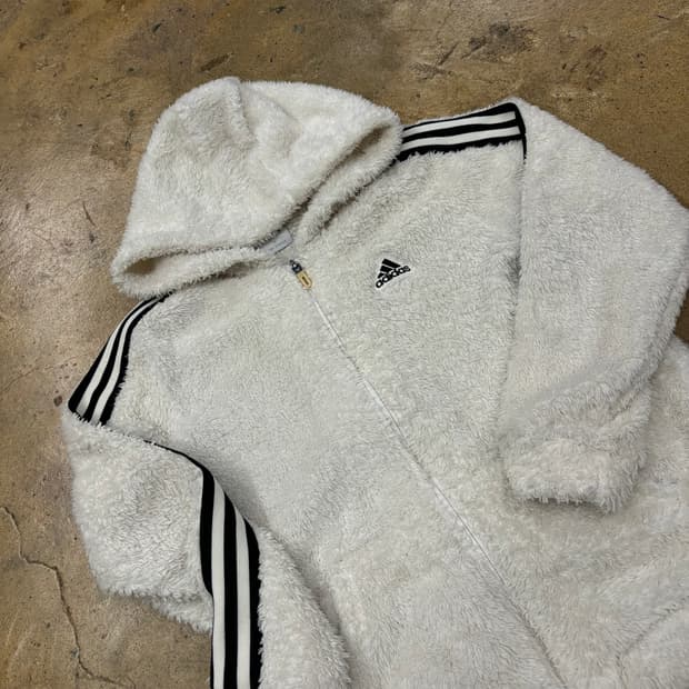 아디다스 화이트 흰검 후리스 트랙탑 후드집업